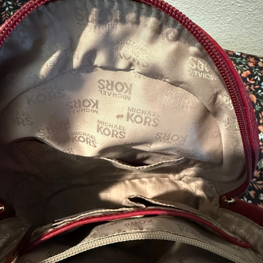 Michael Kors Red Leather Mini Backpack Handbag EUC - Picture 11 of 13